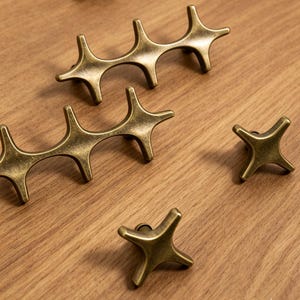1 PCS Antique Brass Star Cabinet Pulls, Starburst Drawer Knobs, Gold Chrome Cabinet Hardware