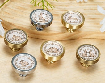 Bunny Cabinet Knobs, Floral Rabbit Drawer Pulls, Woodland Nursery Dresser Knobs, Unique Knob Hardware,