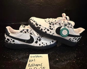 Brand New In Box Benutzerdefinierte Swarovski 1/1 Größe 8,5 Nike Animal Print Low Tops