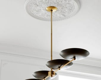 Griffith Linear Chandelier, Bronze and Antique Brass, Mid Century Modern Ceiling Fixture