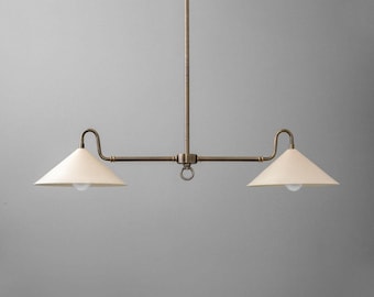 Brass Linear Chandelier: Mid Century Modern Chandelier Lighting Fixtures Kitchen | Pool Light