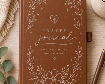 Christian Prayer Journal, Faux Leather, Bible Study Notebook, Religious or Devotional Gift