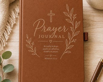 Romans 12:12, Christian Faux Leather Prayer Journal, Bible Study Notebook, Devotional Gift for Women