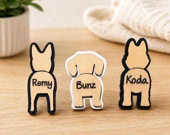 Custom 2 Layered Dog Magnet, Personalized Laser Cut and Engraved Refrigerator Magnet