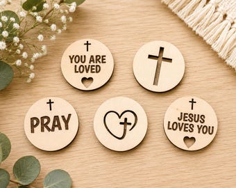 Christian Wooden Pocket Tokens, Faith Keepsake, Pocket Cross, Baptism Favor