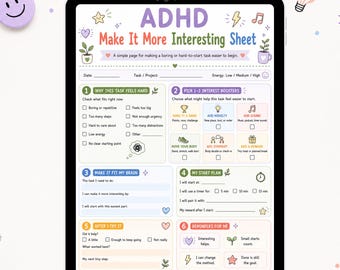 Utskrivbar ADHD-uppgiftsmotivation: Gör tråkiga uppgifter lättare att påbörja (digital nedladdning)