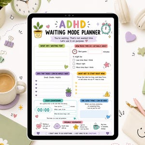 ADHD Waiting Mode Planner Printable, Waiting Time Worksheet, Executive Function Tool, Tiny Tasks Checklist
