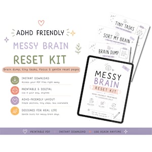 Kit per la gestione del cervello disordinato, ideale per persone con ADHD, agenda stampabile per adulti sopraffatti