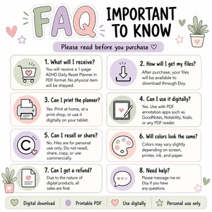 ADHD Friendly Daily Reset Planner Printable, Calm Focus Worksheet, Self Care Routine image 7