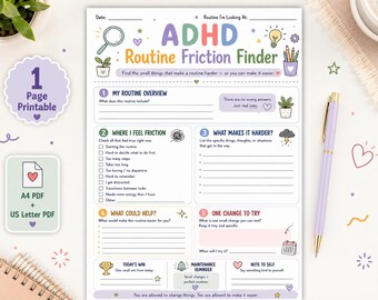 ADHD Routine Friction Finder Printable for Daily Routines and Low Energy Days