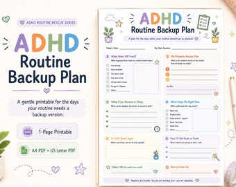 ADHD Routine Backup Plan Printable for Low Energy Days and Flexible Daily Routines