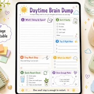 Daytime Brain Dump Printable for Midday Thought Reset Planning