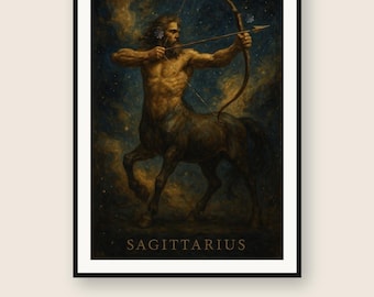 Sagittarius Zodiac Wall Art | Celestial Constellation Print | Digital Download PNG | Instant Printable