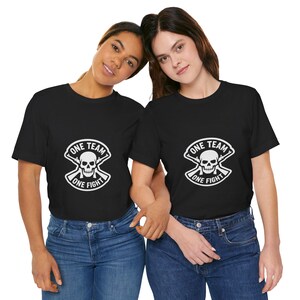 One Team One Fight Skull T-Shirt | Monochrome Crew Neck Tee image 8
