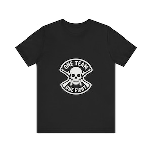 One Team One Fight Skull T-Shirt | Monochrome Crew Neck Tee image 1