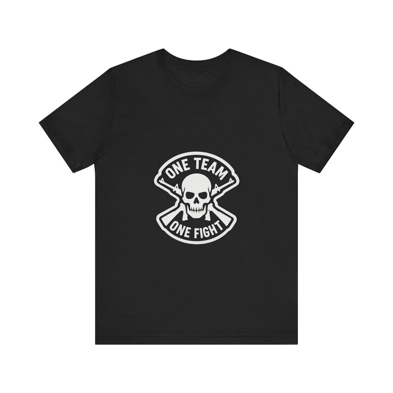 One Team One Fight Skull T-Shirt | Monochrome Crew Neck Tee image 1