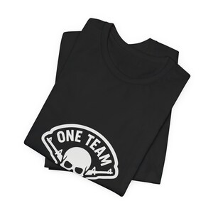 One Team One Fight Skull T-Shirt | Monochrome Crew Neck Tee image 3