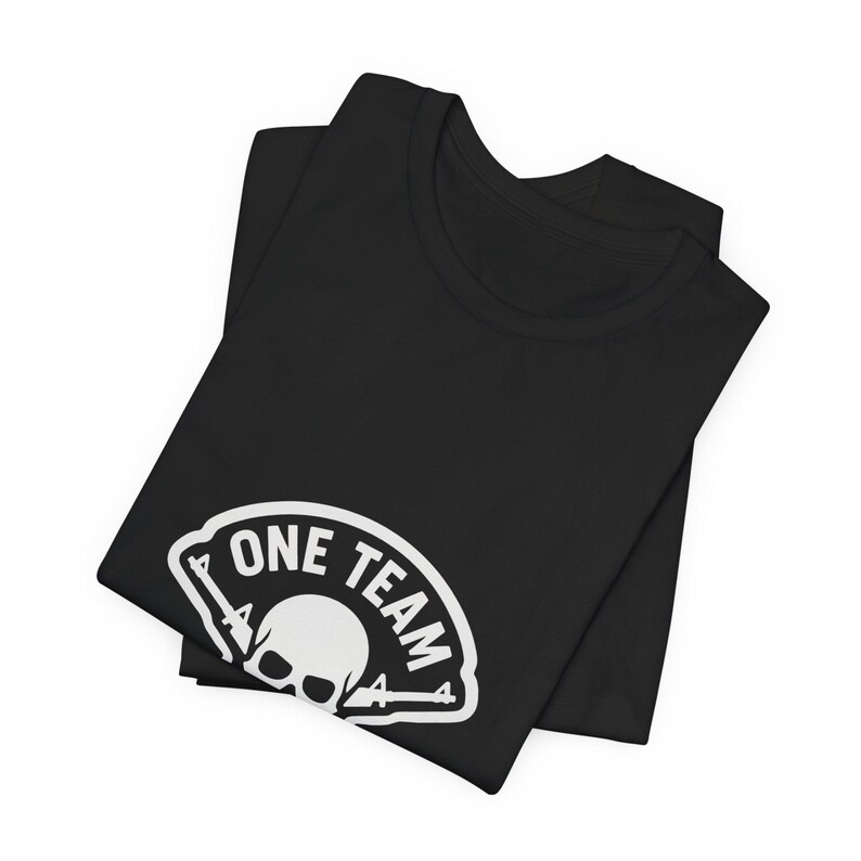 One Team One Fight Skull T-Shirt | Monochrome Crew Neck Tee image 3