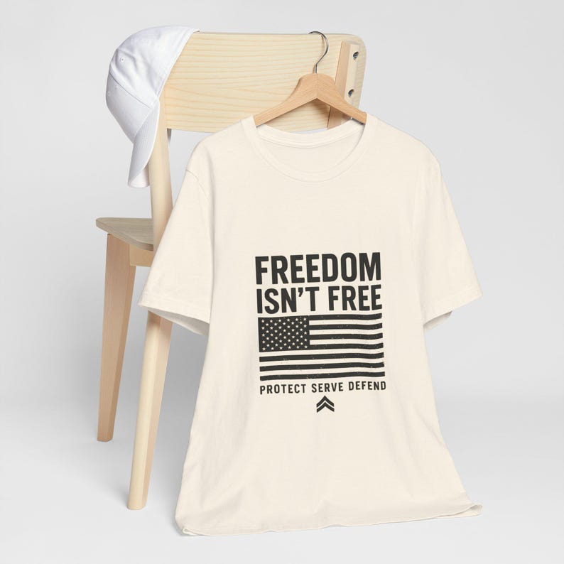 Freedom Isn't Free American Flag T-Shirt | Protect Serve Defend Tee image 4