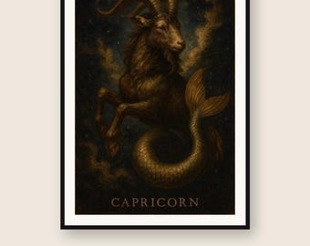Capricorn Zodiac Wall Art | Celestial Constellation Print | Digital Download PNG | Instant Printable