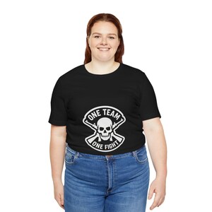 One Team One Fight Skull T-Shirt | Monochrome Crew Neck Tee image 6