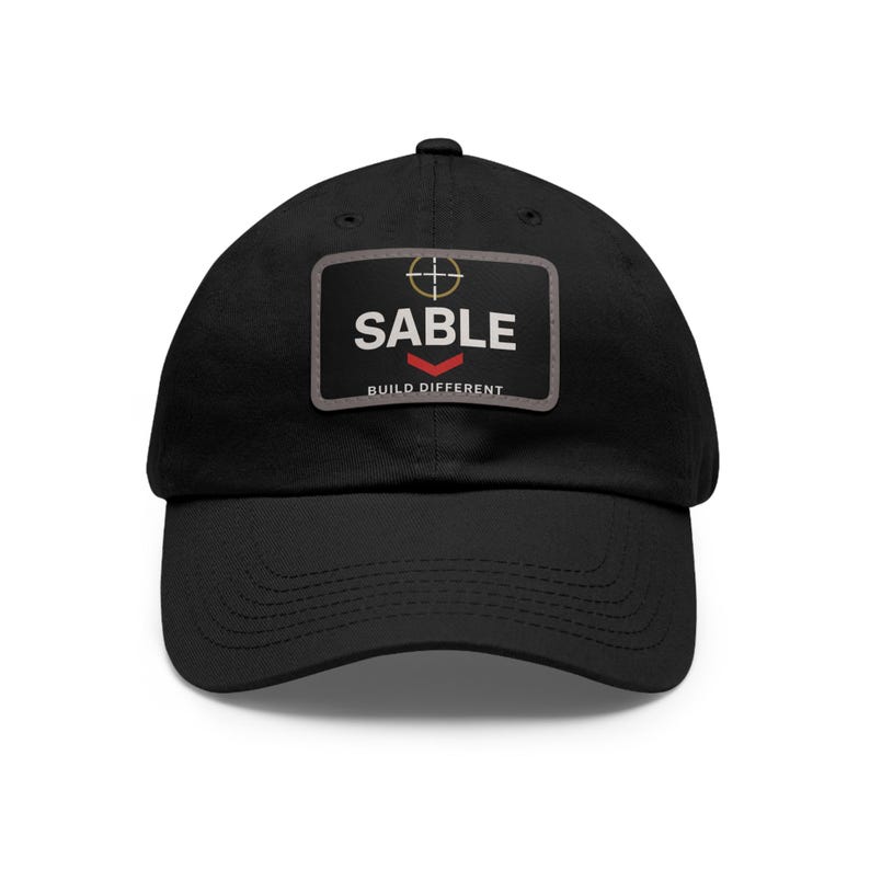 SABLE Black Structured Cap | Build Different Gold Crosshair Logo Hat image 1
