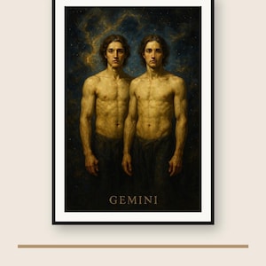 Gemini Zodiac Wall Art | Celestial Constellation Print | Digital Download PNG | Instant Printable image 1