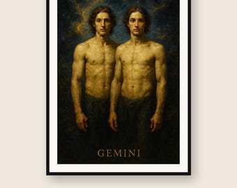 Gemini Zodiac Wall Art | Celestial Constellation Print | Digital Download PNG | Instant Printable