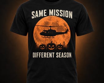 Same Mission Different Season Tee | Halloween Helicopter Pumpkin Design