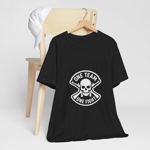 One Team One Fight Skull T-Shirt | Monochrome Crew Neck Tee image 4