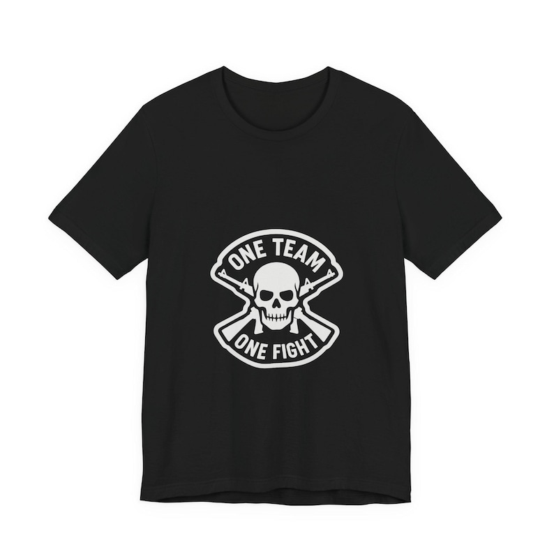 One Team One Fight Skull T-Shirt | Monochrome Crew Neck Tee image 2