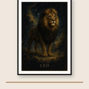 Leo Zodiac Wall Art | Celestial Constellation Print | Digital Download PNG | Instant Printable image 1