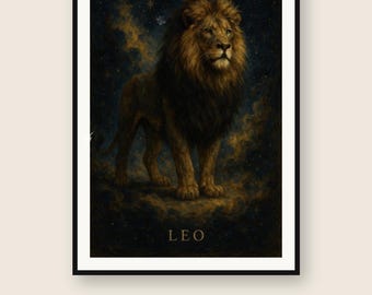 Leo Zodiac Wall Art | Celestial Constellation Print | Digital Download PNG | Instant Printable