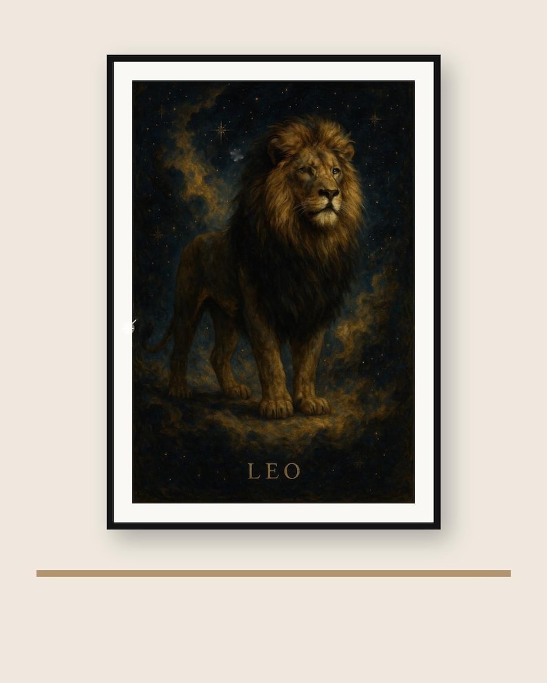 Leo Zodiac Wall Art | Celestial Constellation Print | Digital Download PNG | Instant Printable image 1