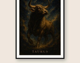 Taurus Zodiac Wall Art | Celestial Constellation Print | Digital Download PNG | Instant Printable
