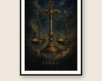 Libra Zodiac Wall Art | Celestial Constellation Print | Digital Download PNG | Instant Printable
