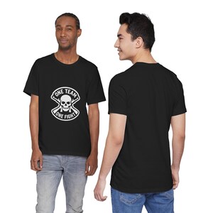 One Team One Fight Skull T-Shirt | Monochrome Crew Neck Tee image 7