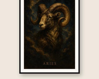 Aries Zodiac Wall Art | Celestial Constellation Print | Digital Download PNG | Instant Printable