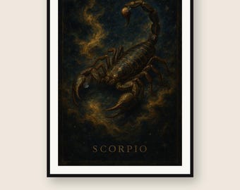 Scorpio Zodiac Wall Art | Celestial Constellation Print | Digital Download PNG | Instant Printable