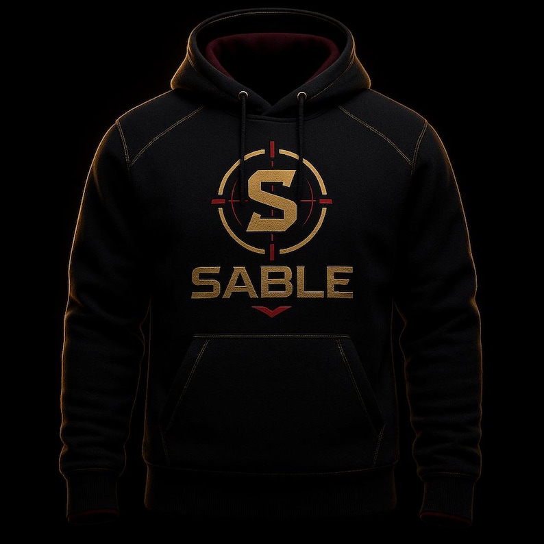 SABLE Command Hoodie | Dark Military Streetwear | Minimal Logo Pullover Unisex image 3