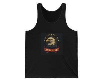Vintage Eagle American Flag Tank Top: Land of the Free USA Summer Gym Wear