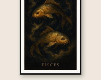 Pisces Zodiac Wall Art | Celestial Constellation Print | Digital Download PNG | Instant Printable