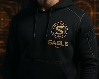 SABLE Command Hoodie | Dark Military Minimal Logo Unisex Pullover