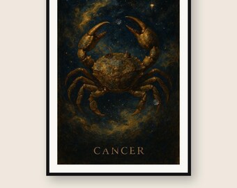 Cancer Zodiac Wall Art | Celestial Constellation Print | Digital Download PNG | Instant Printable
