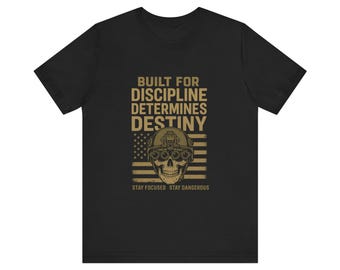 Discipline Determines Destiny T-Shirt | Skull Flag Military Motivation Tee