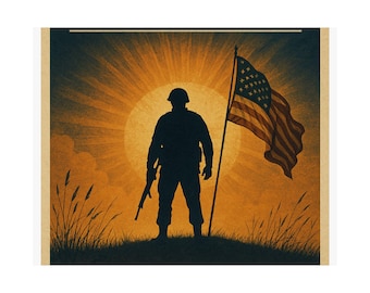 July 4th Patriotic Soldier Wall Poster 14x11 in Satin Print 1776 Vintage Art