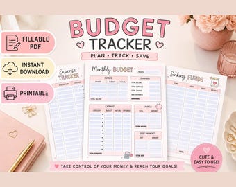 Rosa Planer Printable | Ausfüllbarer Finannet Tracker (Digitaler Download)