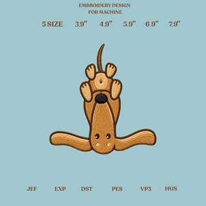 Funny Upside Down Dog Embroidery Design, Cute Puppy Machine Embroidery File, PES DST JEF Instant Download
