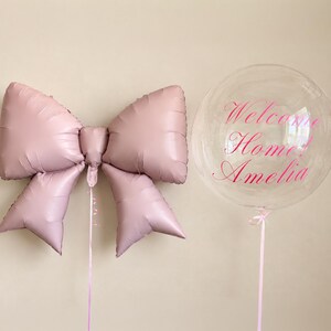 Juego de globos personalizados con lazo rosa, globo burbuja personalizado