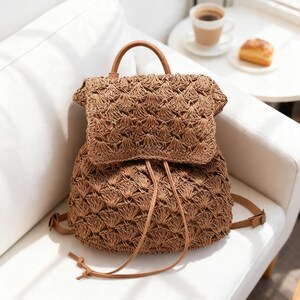 Rattan Straw Bag, Summer Beach Backpack - Etsy